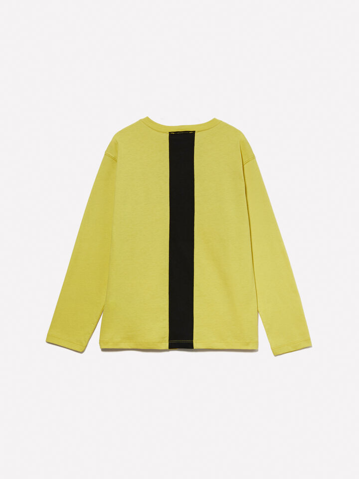 Yellow 100% organic cotton t-shirt with stripe - boys' long sleeve t-shirts - Yellow | Sisley Young image number 2